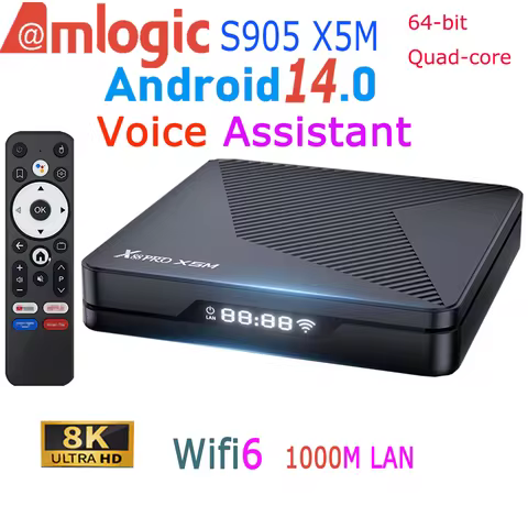 X88 PRO X5M Android 14.0 Amlogic S905X5M Quad Core 8K Video 1000M LAN Wifi6 Dual Band BT5.0 Media Ga