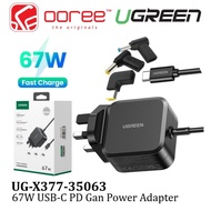UGREEN UG-X377-35063 67W UNIVERSAL USB C PD GAN POWER ADAPTER CHARGER FAST CHARGE WITH 3 DC CONNECTO