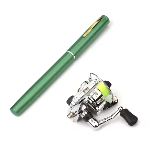 New Pocket Collapsible Fishing Rod Reel Combo Mini Pen Fishing Pole Kit Telescopic Fishing Rod Spinn
