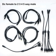 DC 1 Female to 2 3 4 5 way 22awg 18awg Male connector Power Supply Splitter Plug adapter Cable cord 