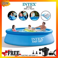 INTEX 28120 EASY SET Pool 305 x 76cm Large Size Inflatable Swimming Pool Family Round Shape Pool