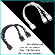 YIN Computer Motherboard Extension Cable 9 Pin 1 Female To 2 Male Splitter Extension Cable PC Power 