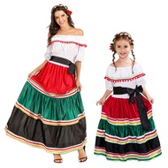 Traditional Folk Mexico Dress Kids Girl Day of the Dead United Nations Day Halloween Costume Mexican