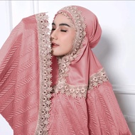 Mukena Dewasa Plisket Renda Mewah Bahan Silky Premium Travelling Jumbo terbaru 2023