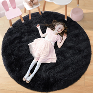 Fluffy Round Rug Black Rug For Bedroomfuzzy Kids Room Carpet Shaggy Living Room Sofa Area Rug Soft N