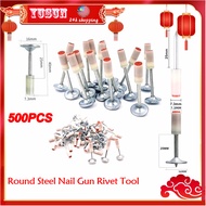 500PCS Steel Nail Gun Rivet Gun Bullet Nail Gun Concrete Fire Nail Gun Ceiling Round Nail 25mm Artifact Nail Paku Tembak