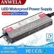 ANWELA Shop 400W LED Driver DC12V 24V IP67 Waterproof Lighting Transformers for Outdoor Lights Power SupplyAC175-265V 400W