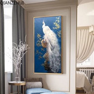 Lukisan diamond 5D DIY Gambar Burung Merak Putih Untuk Dekorasi Rumah