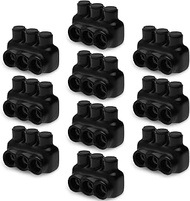 (10 Pack) OHLECTRIC Black Insulated Connector - Single Side Entry - 3 Port - 4-14" Wire Range - Slot