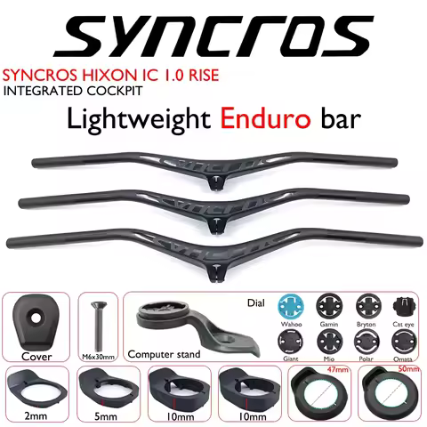 SYNCROS Hixon iC 1.0 Rise Carbon Mountain Bike Handlebar, Integrated Handlebar, 28.6mm, Matte Black,