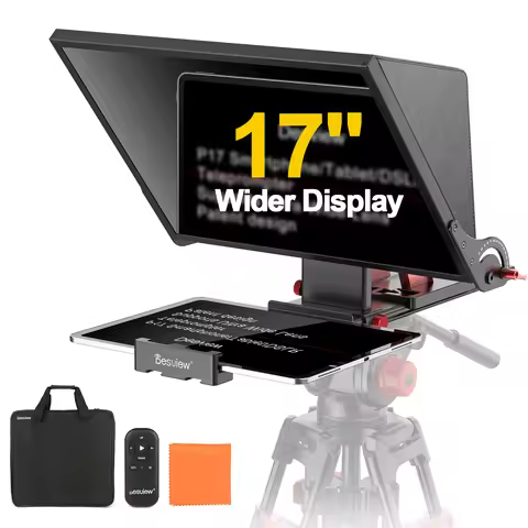 Desview P13 P15 P17 Teleprompter, Aluminum Alloy 17 inch Professional Prompter for Phone iPad for On