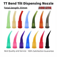 10pcs Total Length 30mm 10G-27G Tapered Elbow Dot Glue Needle TT All Plastic Inclined 30°Elbow Dot G