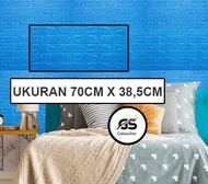 ok wallpaper foam 3d bata warna biru tua premium wallpaper - 70cmx38.5cm bata-biru-tua