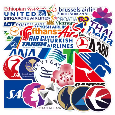 10/30/55pcs Aviation Aircraft Company Logo Skateboard Travel Suitcase Phone Laptop Luggage Stickers 