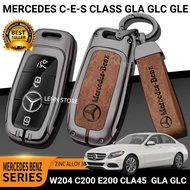 Metal Leather Remote Key Cover for Mercy MERCEDES-BENZ C200 C250 C300 C350 W204 GLA GLC GLE