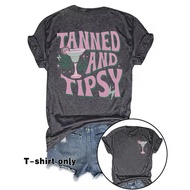 Tanned And Tipsy Round Neck Pullover Short Sleeve Women's T-Shirt