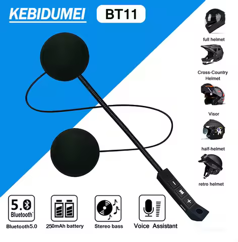 BT5.0 Motorcycle Helmet Headset BT11 Wireless Riding Headphone Anti-interference Motorbike Handsfree