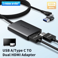 Lemorele  HD10 Type C/USB A to Dual HDMI Adapter 1080P 60Hz Extend 2 Different Screen for Windows Macbook M1/M2 Type C USB A 2.0 usb C hub Docking