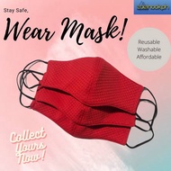 3Ply Cotton Washable Face Mask with Pellon Filter - RED