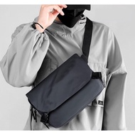 Stomach Bag, Black Men's Crossbody Bag, Waterproof Canvas Imported from Korea, Compact, Lightweight 