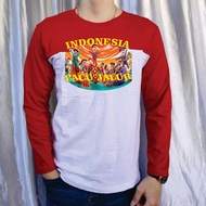 kaos katun 28s/kaos merah putih lengan panjang/pacu jalur