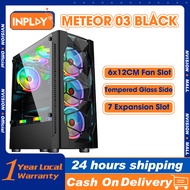 INPLAY Pc Case with Fans Computer Gaming Desktop Matx Table Tempered Glass Inplay Meteor 03 CPU Whit