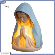 {biling}  Mary Statue Mary Night Light Resin Table Lamp Praying Blessed Mother with Blue Veil Cathol
