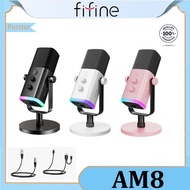 【Available in stock】FIFINE AM8 USB/XLR Dynamic Microphone with Touch Mute Button,Real-time Monitoring Headphone jack,I/O Controls,for PC or Sound Card or Mixer Recording,Gaming MIC