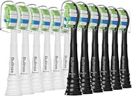 Bullnas 12 Pack Replacement Toothbrush Heads Compatible with Philips Sonicare, Brush Head for Phillips Sonicare C-1 C-2 4100 5100 5300 6100 Electric Toothbrushes, White/Black