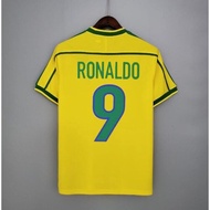 1998 Brazil Home Retro Soccer Jersey Football  Vintage Sports Jersey #RONALDO #RIVALDO