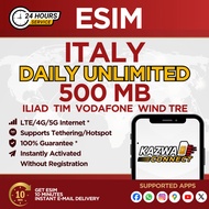 eSIM ITALY Daily Unlimited 500 MB Data | eSIM Activated Instantly