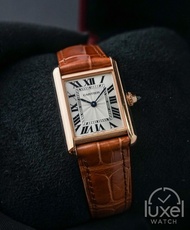 Jam Tangan Cartier Tank Louis 18K Rose Gold S Brown Leather WGTA0010