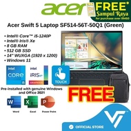 [New] Acer Swift 5 12th Gen SF514-56T-50Q1 Laptop Green | Intel Core i5-1240P, 8GB, 512GB, 14" , Tou