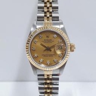 ROLEX勞力士 69173 Datejust 蠔式女錶 經典款式 金色十鑽面盤 錶徑26 自動上鍊 二手L642