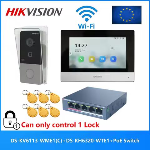 HIKVISION DS-KIS603-P(C) Multi-language 802.3af POE Video intercom KIT,include DS-KV6113-WPE1(C) & D