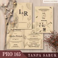 (100 PCS) PRO 165 Lipat 2 Simple - Cetak Undangan Grayscale/Hitam Putih Variasi Sabuk Harga Murah Me
