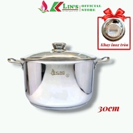 KLINS 30CM PREMIUM 3-Bottom Stainless Steel Pot - FREE 22CM Stainless Steel Tray