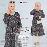 Baju Anessa Tunik Motif Bunga Floral Long Tunik Rayon Premium