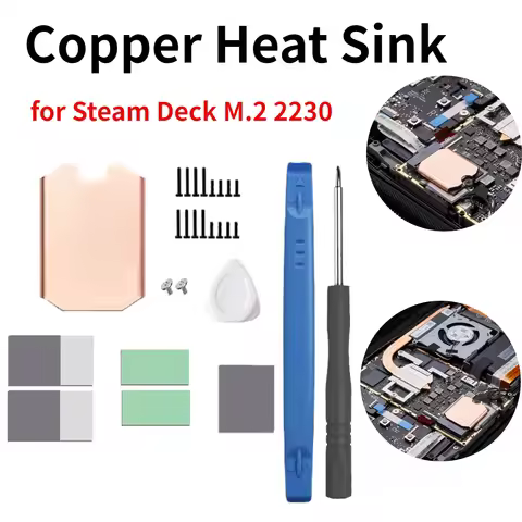 For Steam Deck Copper Heat Sink with Thermal Pad SSD Copper Cooler Radiator for Steam Deck M.2 2230 