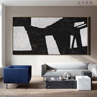 Big abstract art on canvas horizontal painting for wall modern art black and white minimalist Canvas