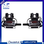【Dealslick】SPD Pedals for Spin Bike with Toe Cages for Shimano Clip Pedals Indoor Exercise Cycling Platform Pedals 9/16 inch