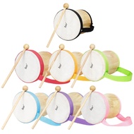 Indian Drums Wooden Portable Drums Sheepskin Drum Tops Orff Percussion Instruments Wear-Resistant With Drumsticks Children Gift