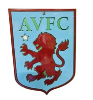 แอสตัน วิลลา โลโก้ Aston Villa เหล็กตัดเลเซอร์ ขนาด 30 cm.หนา2.5 mm. ทำสีเหมือนจริง ใช้สี 2 k สีพ่นร