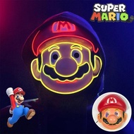 Super Mario Cartoon Led Light Face Mask Anime Figure Luigi Fashion Party Cosplay Luminescence Mask Halloween Birthday Gathering
