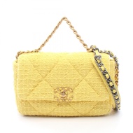 【二手】香奈兒 (Chanel) 19 Dixneuf Matelassé 2WAY AS1160 黃色織物單背包 CHANEL19 Matelassé 鏈條肩背包 女士二手 A