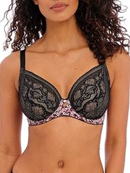 Womens Infinity Fields Underwire Plunge Bra, Black, 30E
