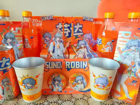 In Stock Official HSR X Fanta Robin Sunday 350ml Cup Acrylic Stand Laser Ticket Transparent Card Bot