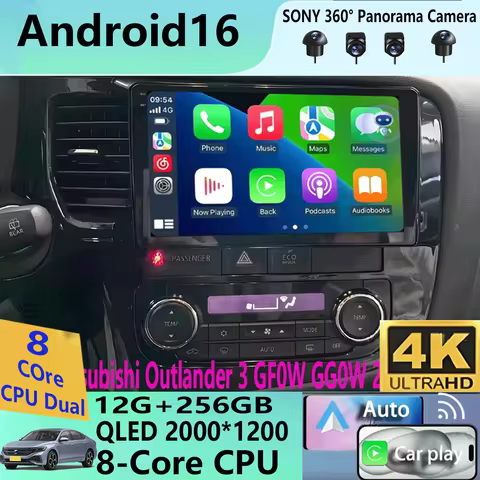 Android 16 video Player Carplay Auto Car Radio For Mitsubishi Outlander 3 GF0W GG0W 2012-2018 Multim