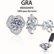 【 GRA Certificate Attached 】 2ct Moissanite Earrings, s925 Pure Silver Plated Platinum Fashion Camel