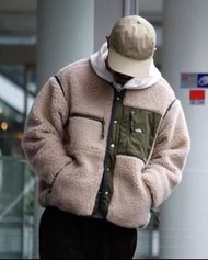 日本預訂 3色選 the north face  purple label 刺繡口袋 可拆卸手袖 羊羔毛拼色外套